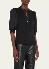 Veronica Beard Corelle Puff Sleeve Button Front  Top. Size S. NWOT. MSRP $198