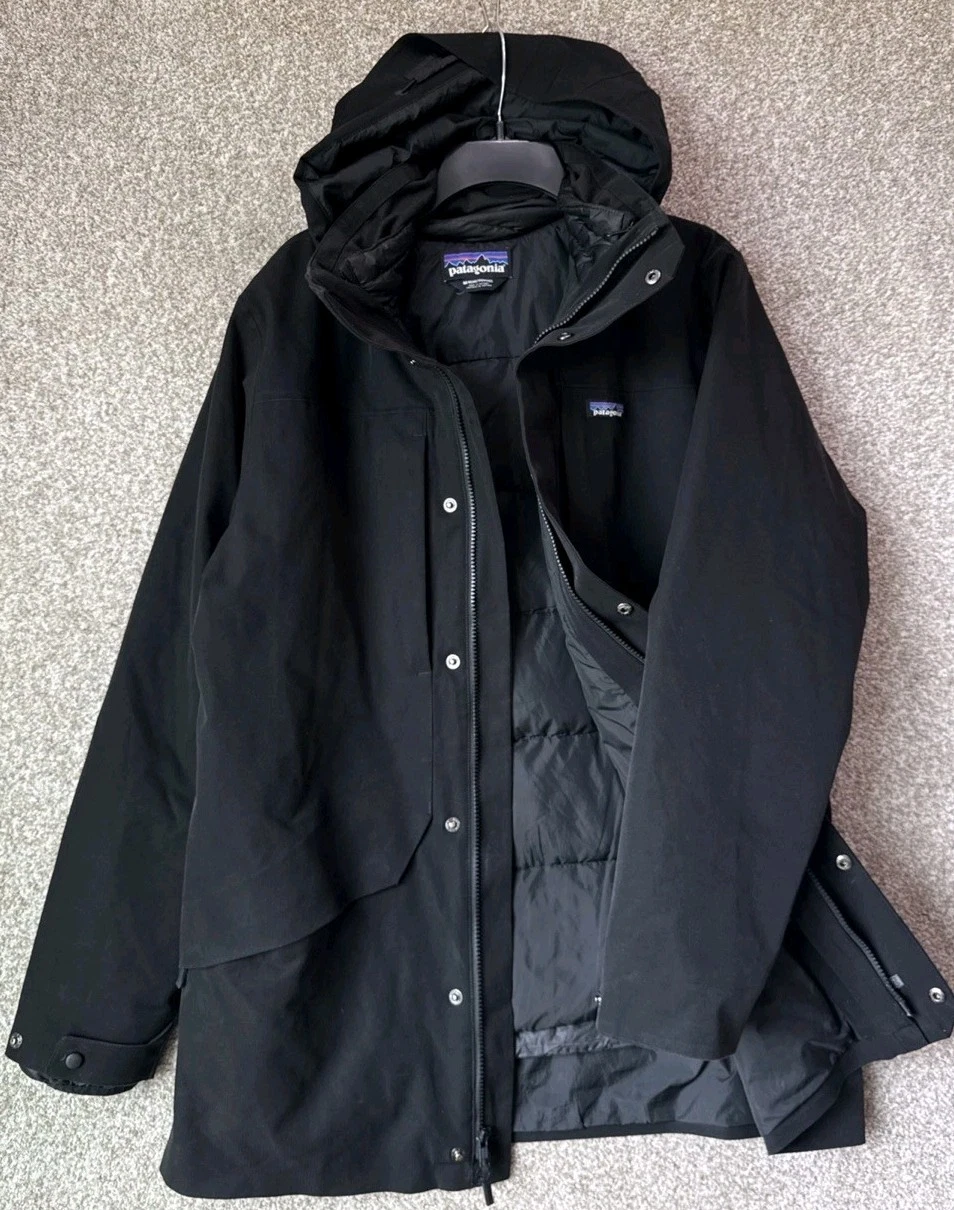 Patagonia Mens Medium Tres 3-in-1 Parka Black Waterproof Down Coat H2No 700 Fill