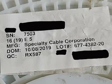 Specialty Cable Corp #16awg M16878/4-16-5 SPC PTFE 200C Lead Wire Green /50ft