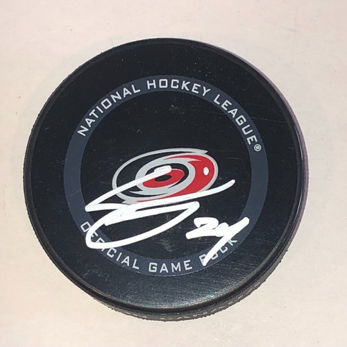 SETH JARVIS Signed Carolina HURRICANES Official GAME Puck Beckett Auth