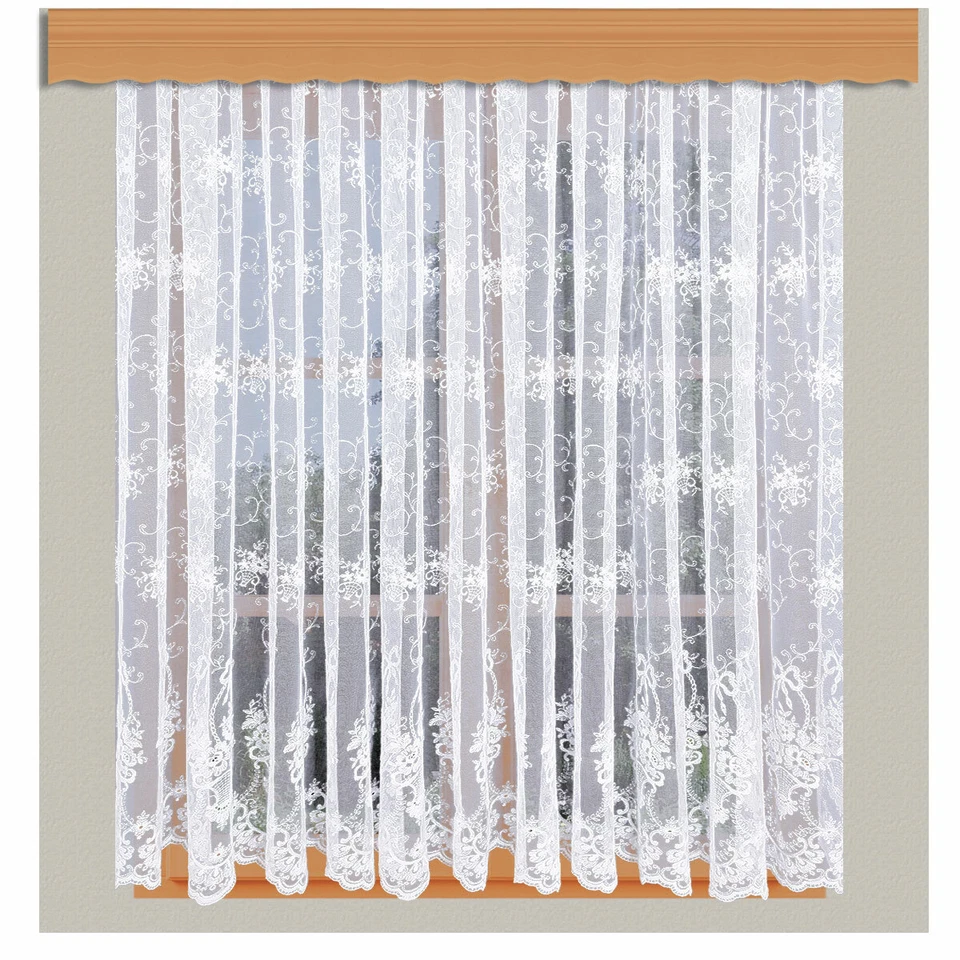 Edler Florentiner-Store Magdalena Weiß hochwertige Florentiner Tüllstickerei - Bild 3 von 4