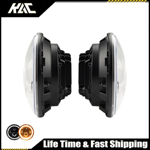 Pair Round Headlight Assemblies Front For 2017 2018 Jeep Wrangler 3.6L V6 Black - Bild 1 von 12