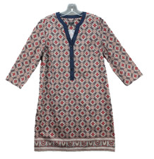 Talbots Shirt Dress Paisley Abstract Medallion 3/4 Sleeve Size 10P Boho Tunic