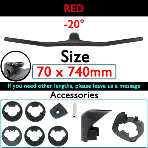 Full Carbon MTB Bicycle Integrated Cockpit Handlebar 740-780mm -20° UD Matte - Picture 16 of 48