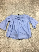 A New Approach Top Womens Size XL Blue Round Neck Elastic 3/4 Sleeve