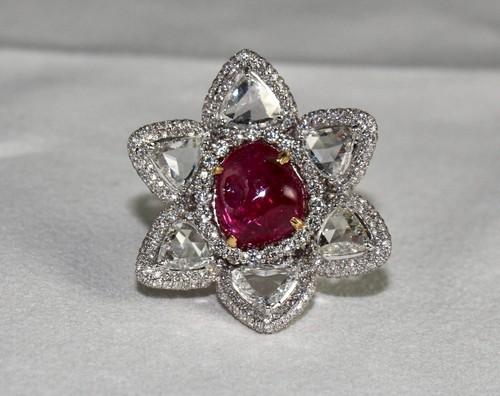 Certified Natural Burma Ruby Diamond 18k Gold Gemstone Important Cocktail Ring - Picture 4 of 12