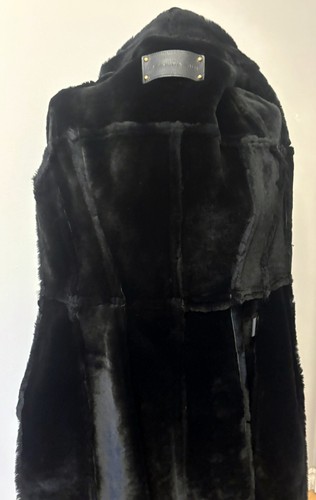 BARBARA BUI BLACK LONG GENUINE SHEARLING COAT, 40 S, $7000 - Picture 13 of 16