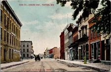 Portage Wisconsin~Cook Street East Storefonts~Lunch At All Hours~1912 Postcard