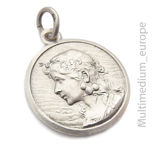 Jugendstil Silber Anhänger Mädchen art nouveau charms silver pendant