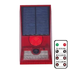 2-In-1 Solar Motion Sensor Detector Alarm Light Remote Control Siren Waterproof 