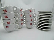 ILLY CAPPUCCINO CUPS  LOGO (12  CUPS) & (12  SAUCERS) Porcelain 6 oz capacity