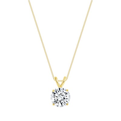 IGI 2 kt rundes im Labor hergestelltes gewachsenes Diamant-Halskette massiv 14 K Gelbgold kostenloser Versand