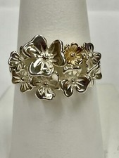 Sterling Silver Plumeria Flower Ring Size 8.25