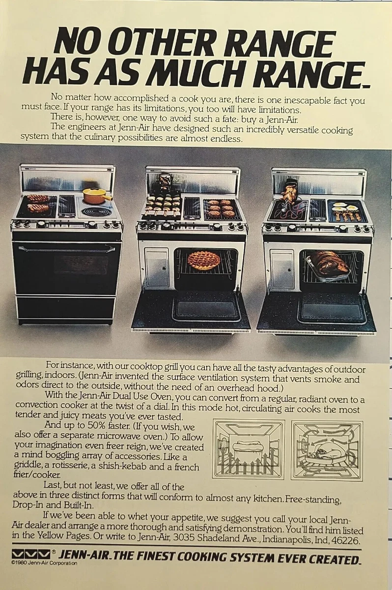 Jenn Air Range Vented Stove Top Radiant Oven Indianapolis Vintage Print Ad 1981