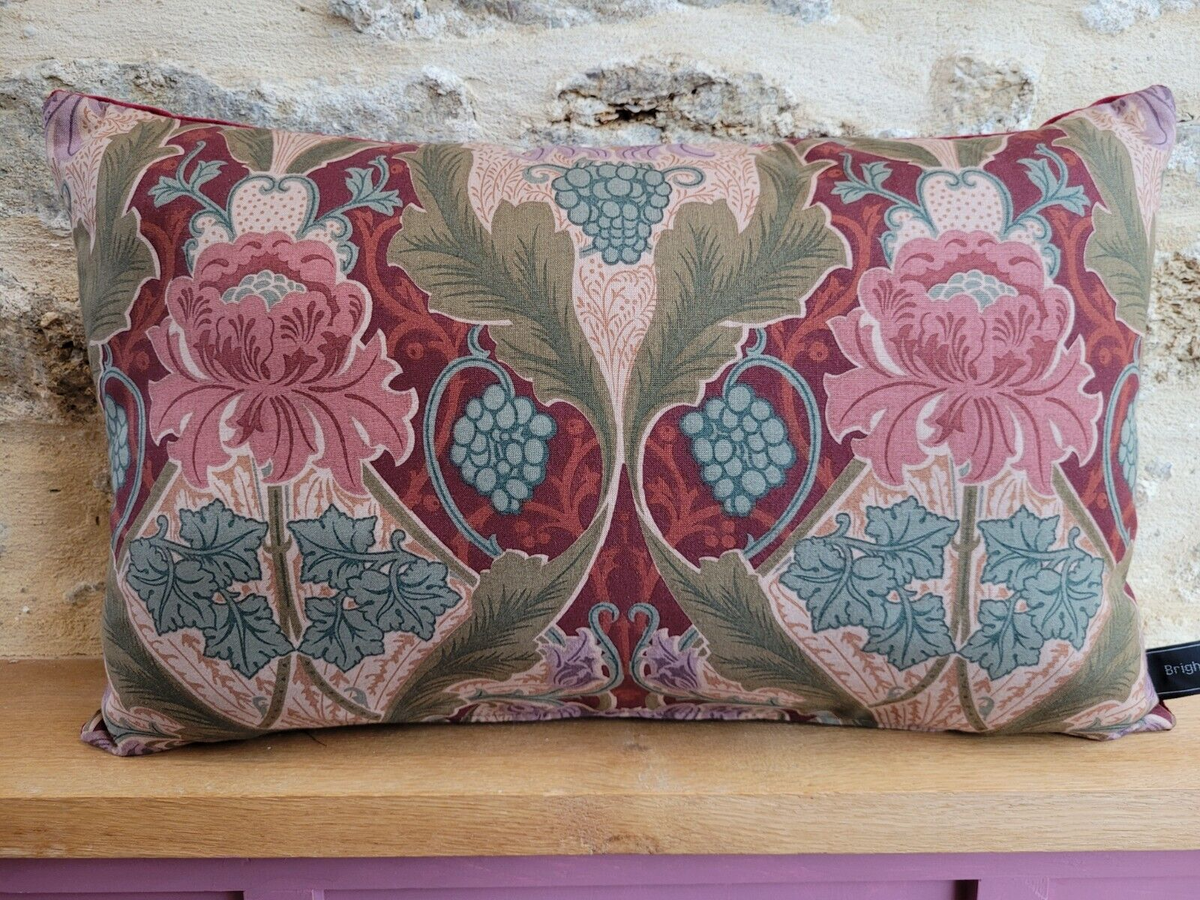 Liberty Morris Burnham Art Nouveau Cushion Cover Mauve Claret