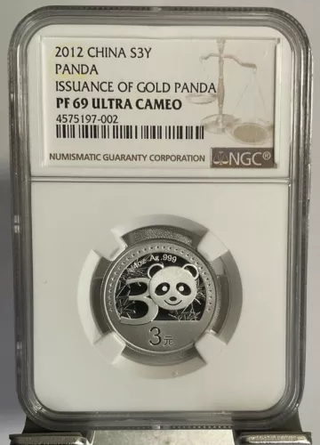 2012 China 1/4 oz Silver Panda coin 3Y 30th Anniversary Issuance NGC PF69