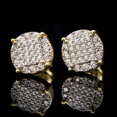 Details about   Mens 14k Gold Plated Screw Back Earrings 11mm Hip Hop Iced Fashion Micro Pave