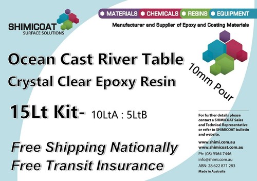 Ocean Cast River Table PourOn CRYSTAL CLEAR EPOXY RESIN 2A:1B EasyCast DIY Kit - Picture 33 of 34