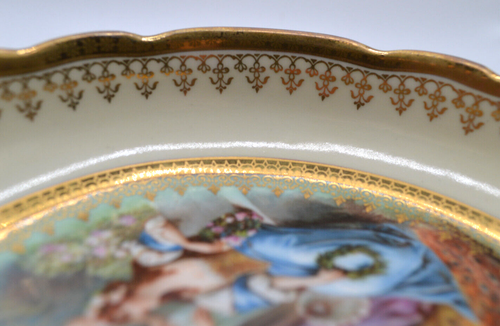Antique Austrian Imperial Crown China Footed Bowl Heavy Gold Rim - Picture 8 of 12