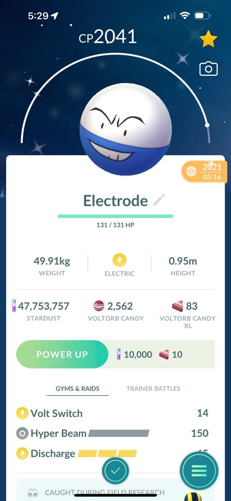 Evolving SHINY VOLTORB to SHINY ELECTRODE in Pokemon Go 