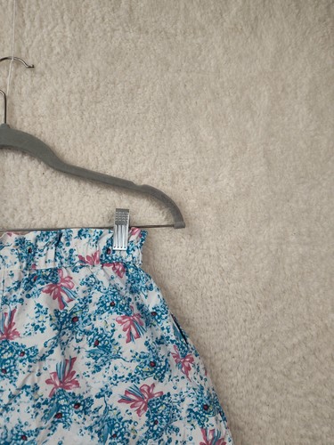 Uniqlo Girls Short 9-10 Blue Floral Print 100% Cotton High Rise Pull On Casual - Picture 13 of 18