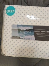 Nautica Home Queen 4 Piece Sheet Set SEA STARS BLUE WHITE Easy Care Nautical P13