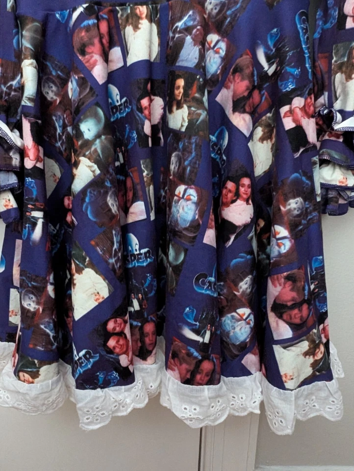 Vestido Collage Hecho a Mano Cultura Pop Casper The Friendly Ghost Manga Larga Talla 4T Foto 4 de 4