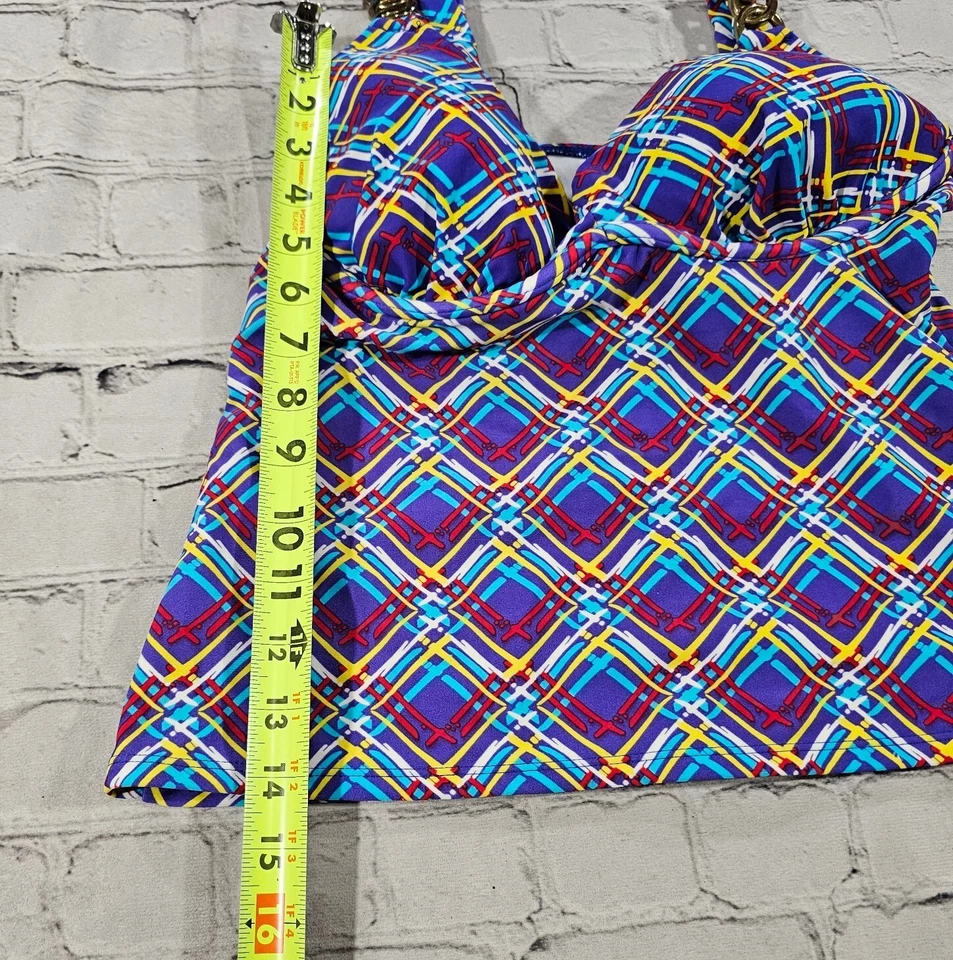 Catalina MUJER TALLA 34/36 B/C Azul Rojo Amarillo Rayas Tankini Top Foto 2 de 4