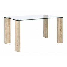Mesa rectangular de diseño moderno con tapa de vidrio estudio de comedor