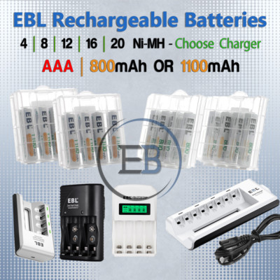AAA Rechargeable Batteries 4 8 16 20 800mAh 1100mAh NiMH lot Solar Charger LED