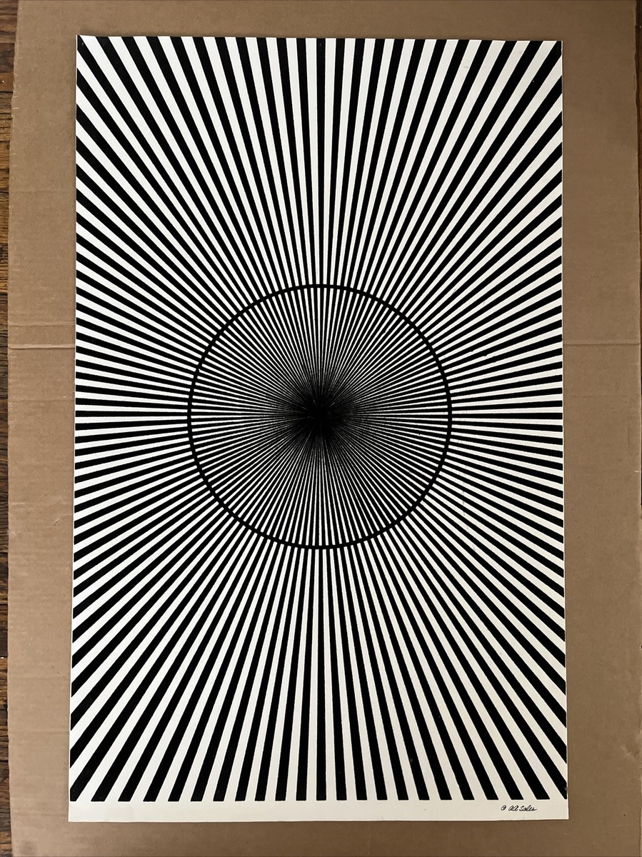 Zonk vintage poster black light psychedelic illusions circle lines