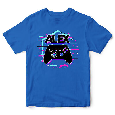 Personalisiertes Game Controller Glitch Kinder T-Shirt Shirt Gaming Gamepad Video G...