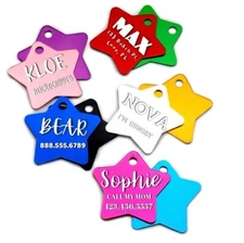 CUSTOM ENGRAVED PERSONALIZED PET TAG ID DOG CAT STAR NAME TAGS DOUBLE SIDED