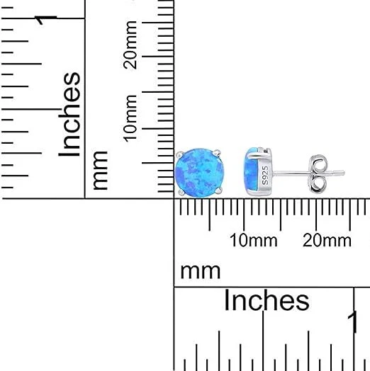 Solitaire Stud Earrings 925 Sterling Silver 7mm Simulated Opal Round Cut - Image 3 of 4