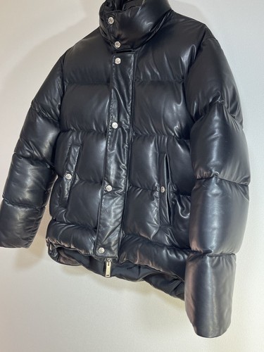 DSQUARED2 Leather Down Jacket Mens Size 42 Black Puffer Stylish Outerwear Authen - Picture 4 of 10