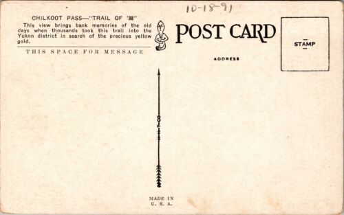 Vtg Alaska AK Over Chilkoot Pass Gold Rush Trail Postcard - Picture 2 of 2