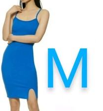 🆕Blue Slit Hem Cami Bodycon Dress Size M