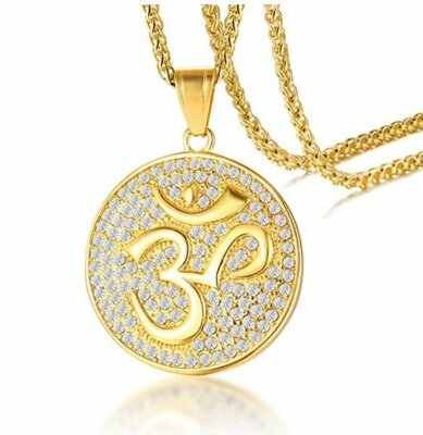 Sanskrit Symbol Om Aum Ohm Stainless Steel Pendant Necklace Chain - Jewelry Gift