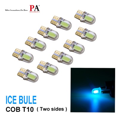 10-Pack T10 194 168 W5W COB LED Silica Glass Bulbs – Yellow 6500K For License & Interior