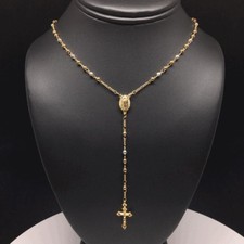 "Rosario Guadalupe tricolor laminado oro 18"" con cruz de Jesús crucifijo cuentas de 3 mm"