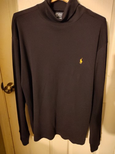 Ralph Lauren Navy Schwarz Rollkragen Shirt XL Gelb Pony Preppy Rollkragen Henley - Bild 1 von 6