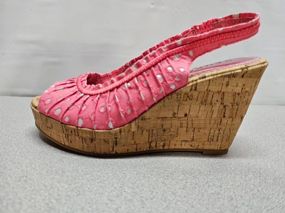 Zapatos de salón Rampage Daria para mujer talla 8,5 corcho cuña rosa 4" tacón plataformas punta abierta Foto 3 de 4