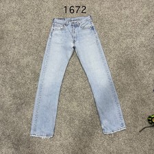 Vintage 90 USA Levi 501 Jeans Actual 28x30 Light Wash Blue Distressed Repaired