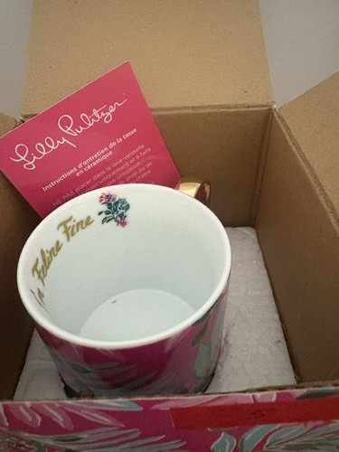 Lilly Pulitzer/"I'm Feline Fine"/Floral Keramik Kaffee/Teetasse/Goldrand/Neu im Karton - Bild 3 von 11