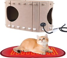 Largre Heated Cat House for Indoor  Outside Cats,Heated Pet Bed with Timer ...