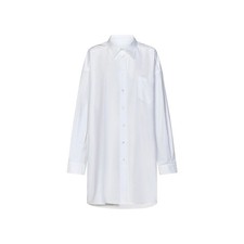 Maison Margiela Women White Blouse 100 Cotton Solid Formal Button-Up Shirt Sz S