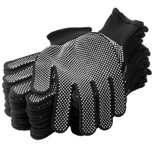 12Pairs Work Gloves Anti-slip Knitted Stretchy Cloth Glove Thin Moist Glove L...