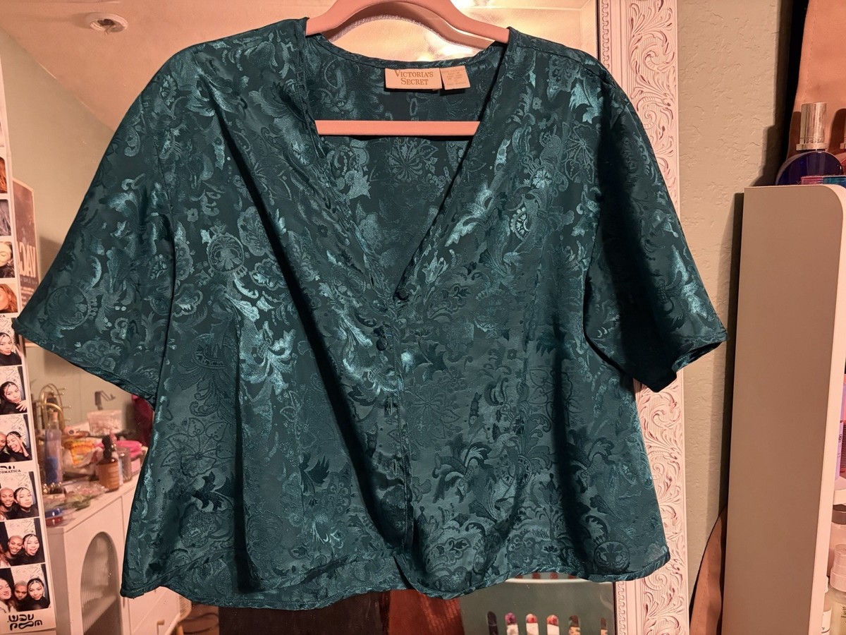 Vintage 80s Victoria's Secret GOLD LABEL Emerald Green Satin
