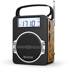JEUJUG Radio Portable AM FM Digital Radios Clock with Bluetooth Retro-1