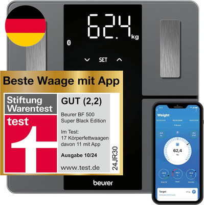 Beurer BF 500 Personenwaage Mit Bluetooth & App, Digitale Körperfettwaage Mit Me